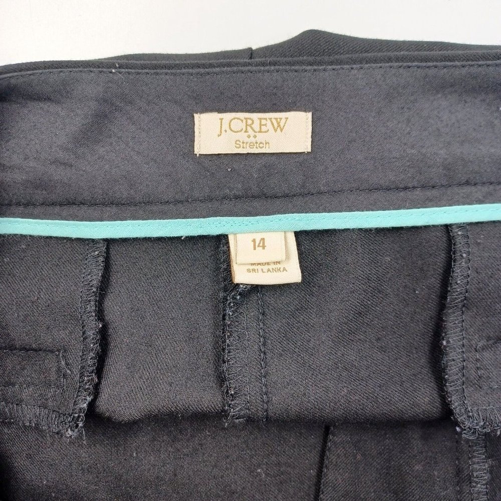 J Crew Womens Bi Stretch Wool Blend Side Stripe Trousers Black w Pockets size 14 - Picture 11 of 13